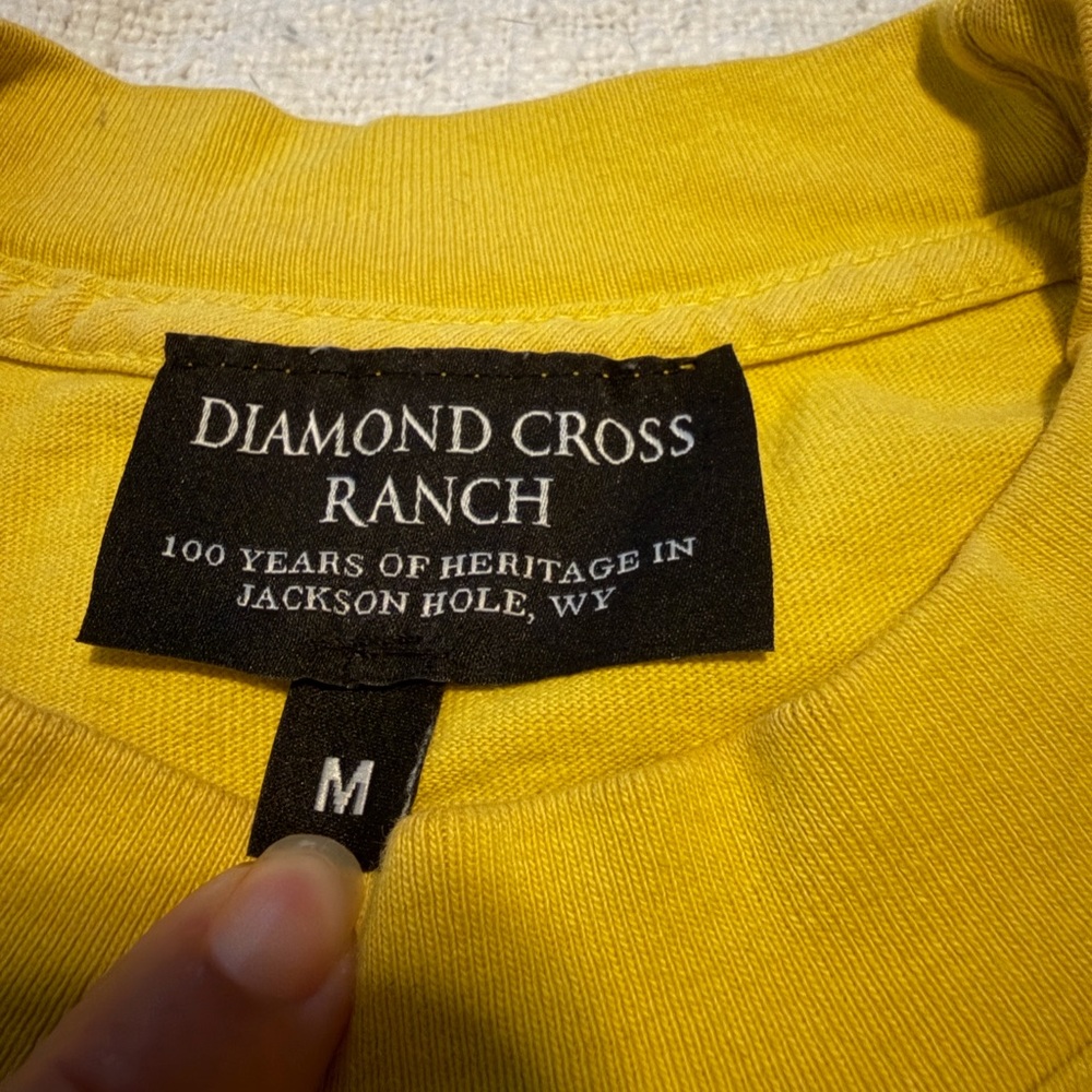 Worn once Diamond Cross Ranch Jackson Hole Wyoming shirt yellow - Picture 3 of 6